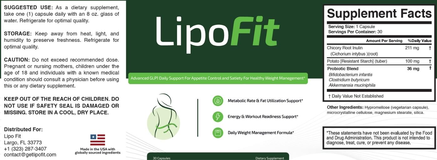 LipoFit supplement facts label